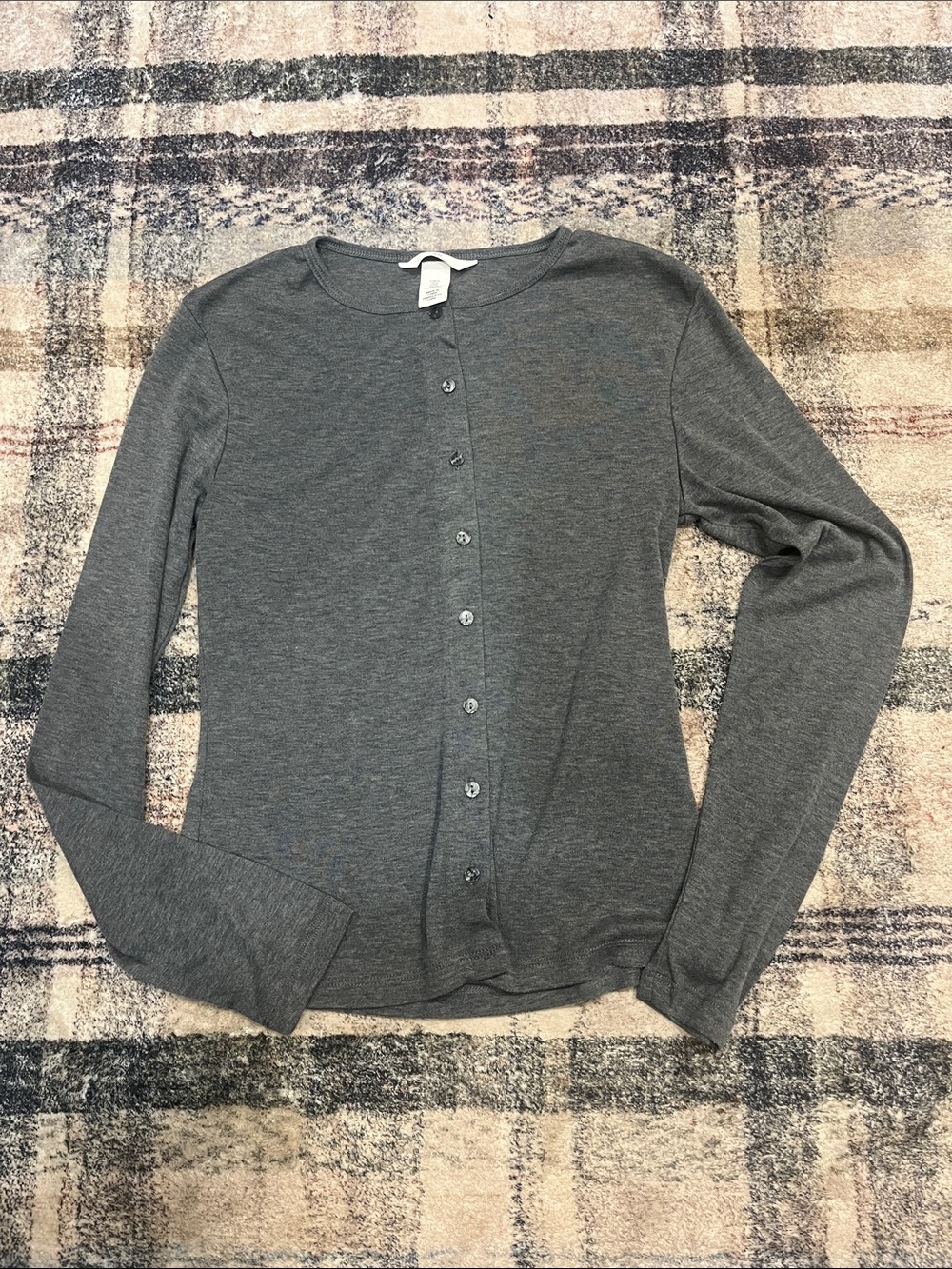 H&M Gray Women's Button-Front Lightweight Jersey Cardigan